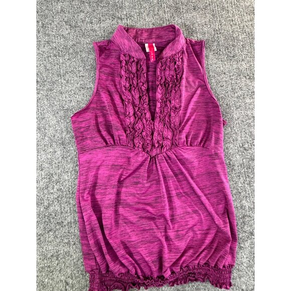 Heart Soul womens size Medium sleeveless blouse with ruffels V-neck and elastic - Picture 7 of 14